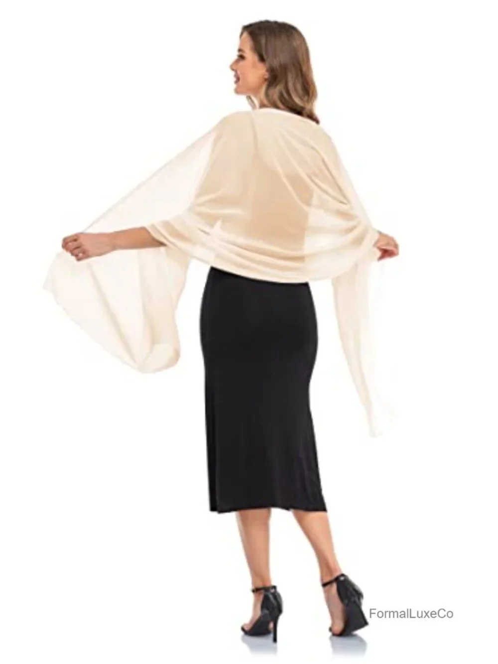 Evening Shawl Wrap Bridal Scarf Sheer Chiffon Lightweight Flowing Soft